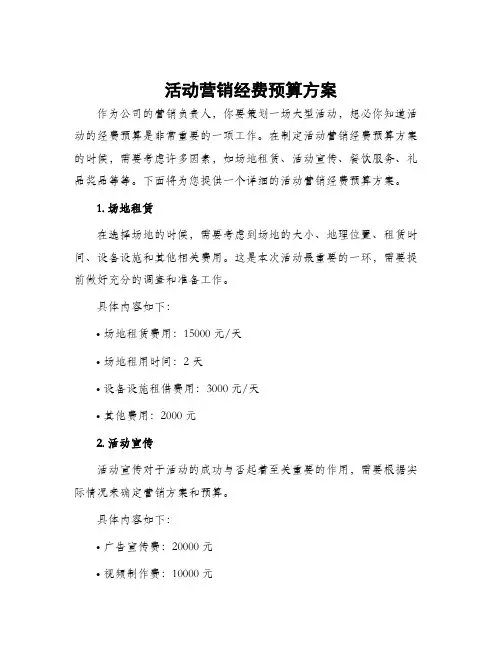 活动营销经费预算方案