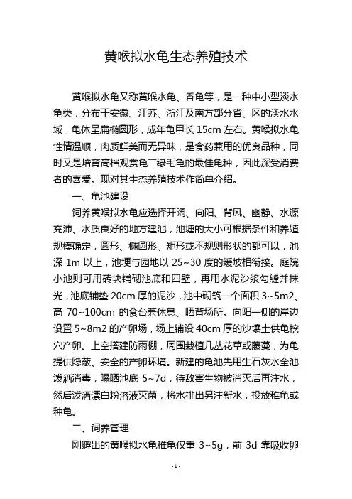 黄喉拟水龟生态养殖技术