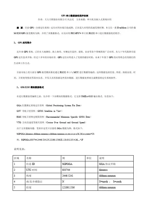 GPS串口数据接收程序实例