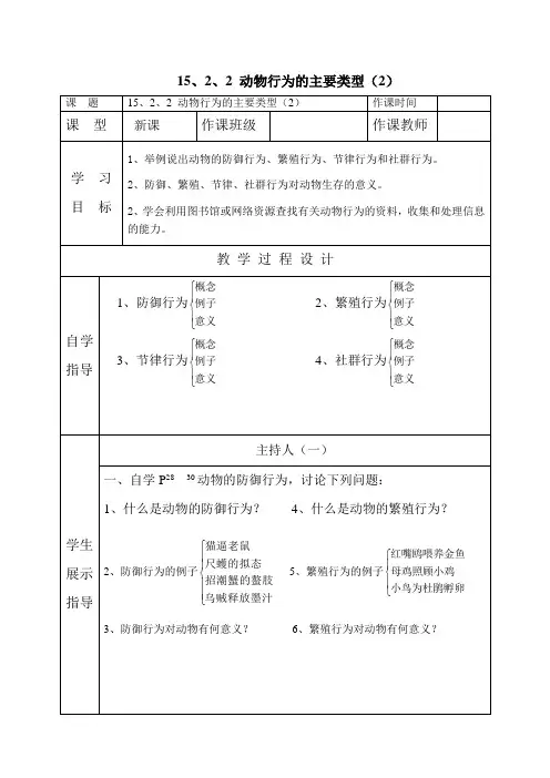 16、2、2动物的防御、繁殖、节律、社群行为doc