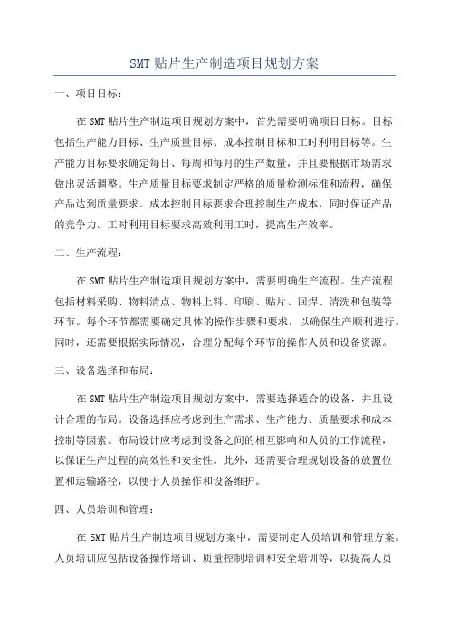 SMT贴片生产制造项目规划方案