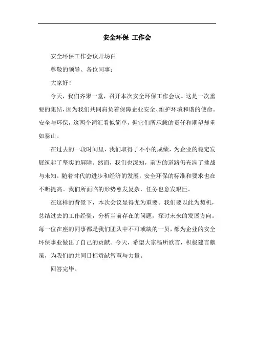 安全环保 工作会