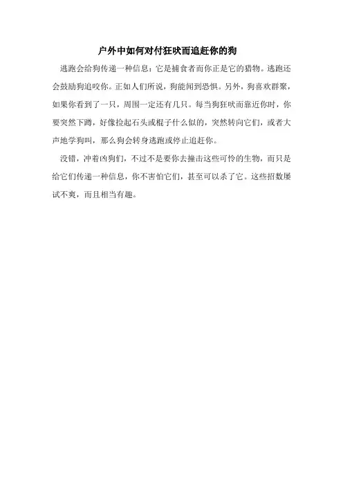户外中如何对付狂吠而追赶你的狗