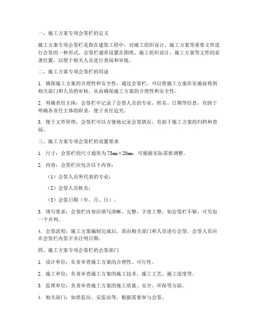 施工方案专项会签栏