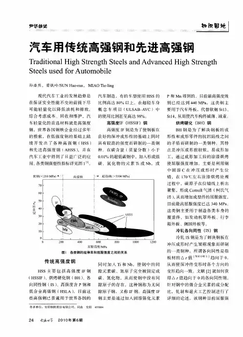 汽车用传统高强钢和先进高强钢