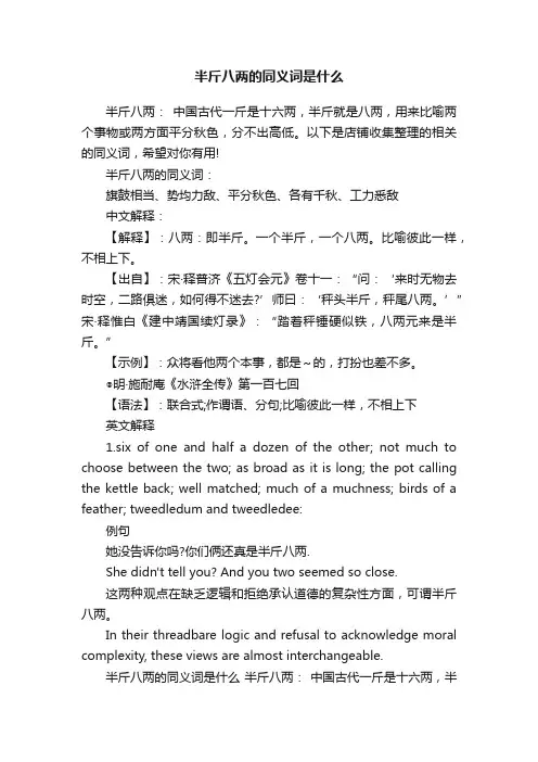 半斤八两的同义词是什么