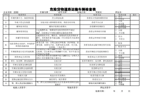 危险货物道路运输车辆检查表