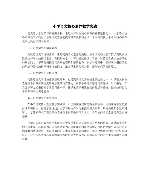 小学语文核心素养教学实践