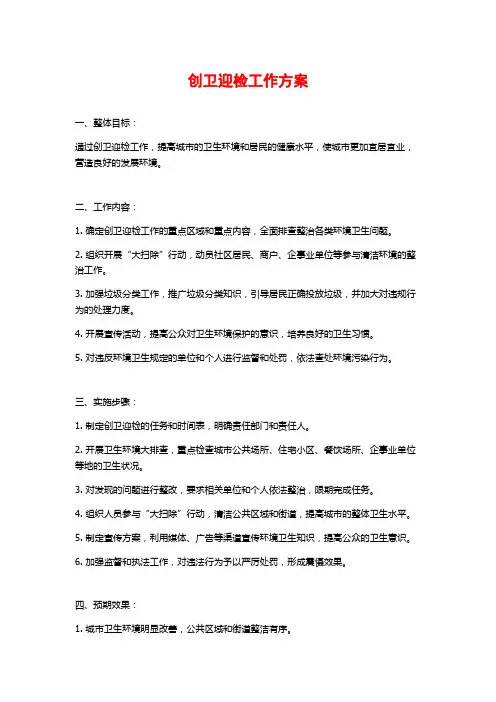 创卫迎检工作方案 (2)