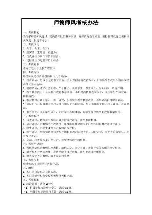 师德师风考核办法