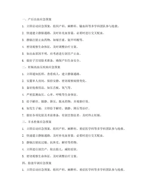 产科十大危急重症应急预案