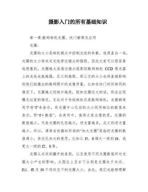 摄影入门的所有基础知识