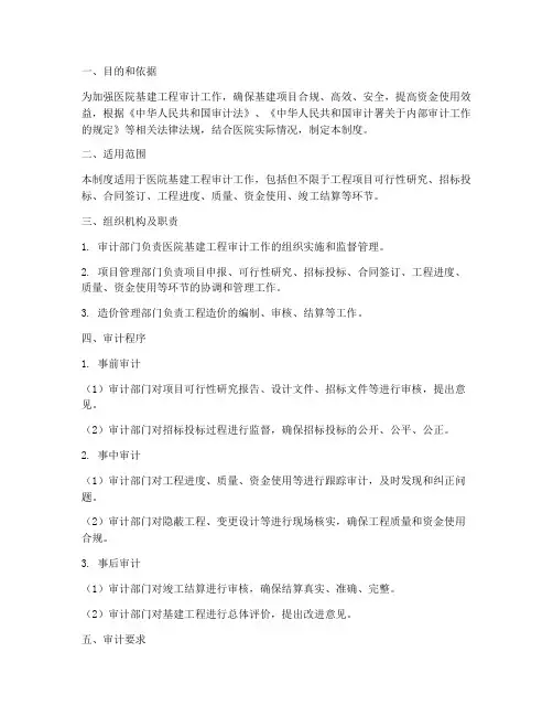 医院基建工程审计管理制度