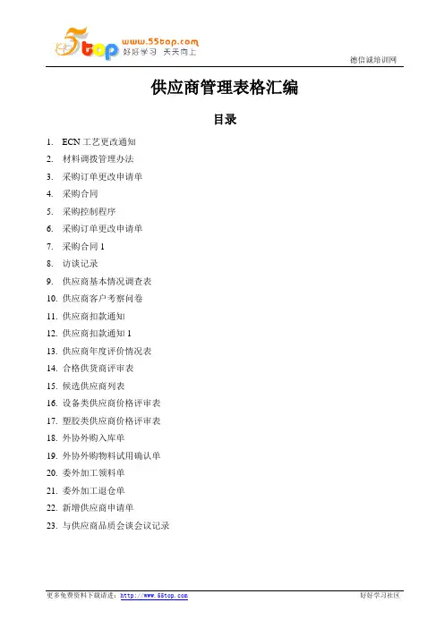 供应商管理表格汇编