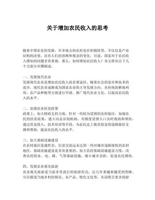 关于增加农民收入的思考