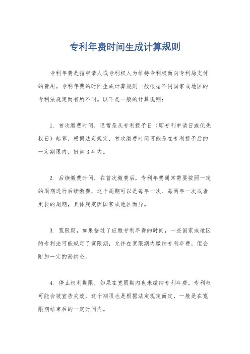 专利年费时间生成计算规则