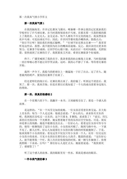 那一次我真气愤小学作文