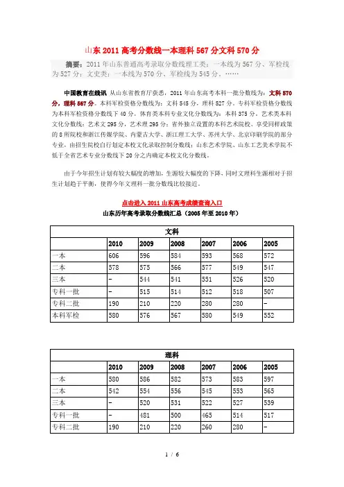 山东历年高考录取分数线汇总