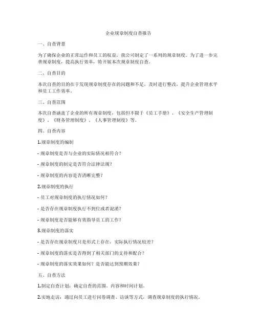 企业规章制度自查报告
