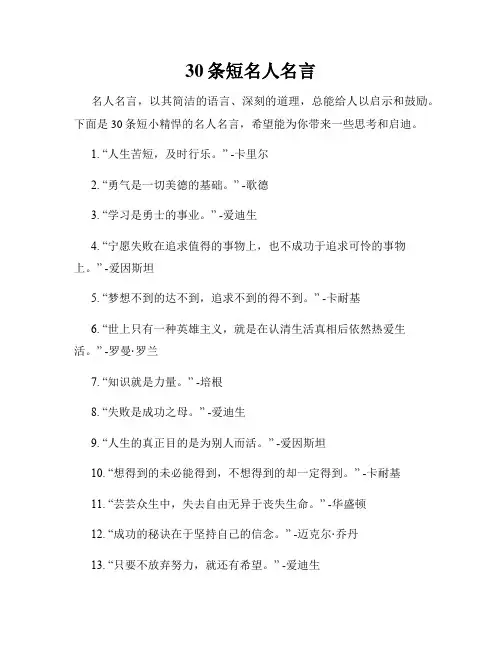 30条短名人名言