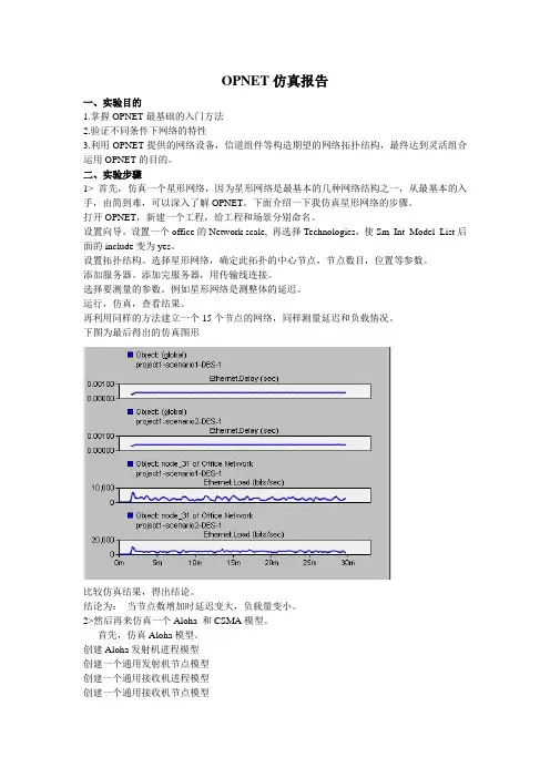 opnet针对aloha和CSMA的仿真报告