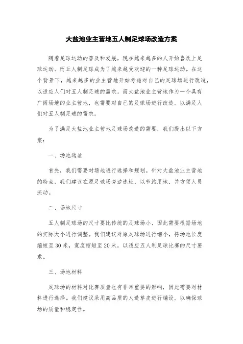 大盐池业主营地五人制足球场改造方案