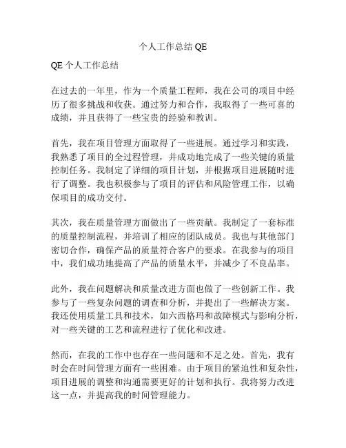 个人工作总结QE