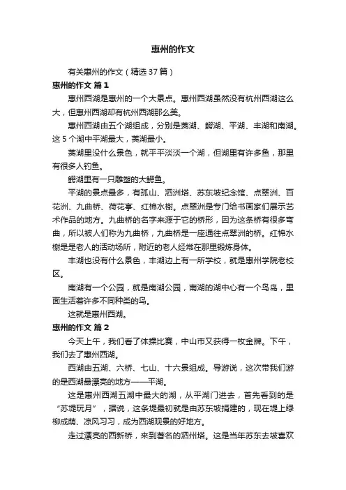 有关惠州的作文（精选37篇）