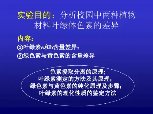 叶绿体色素的提取分离理化性质鉴定及含量测定