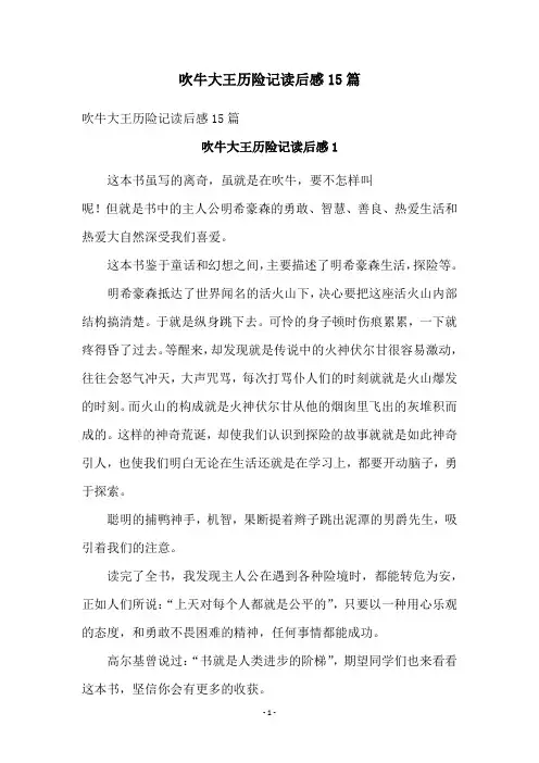 吹牛大王历险记读后感15篇