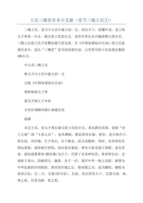 王氏三槐堂有多少支脉(堂号三槐王氏①)