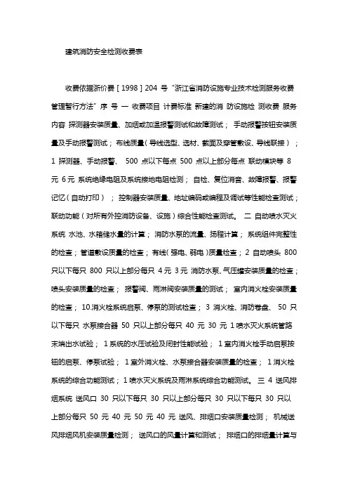 浙江省建筑消防安全检测收费标准_浙江省检测收费标准
