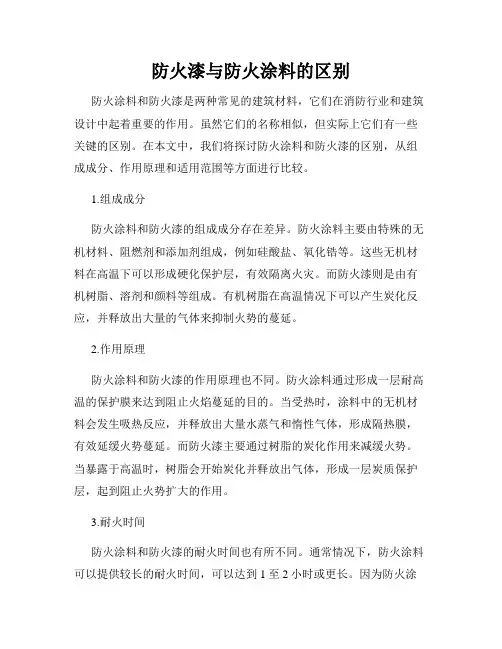 防火漆与防火涂料的区别