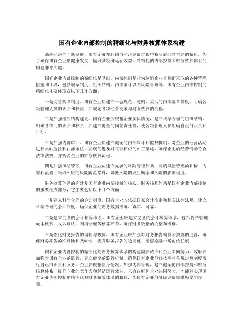 国有企业内部控制的精细化与财务核算体系构建