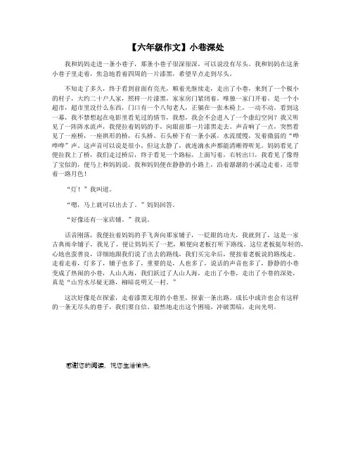 【六年级作文】小巷深处