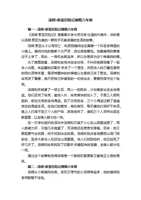 汤姆·索亚历险记梗概六年级