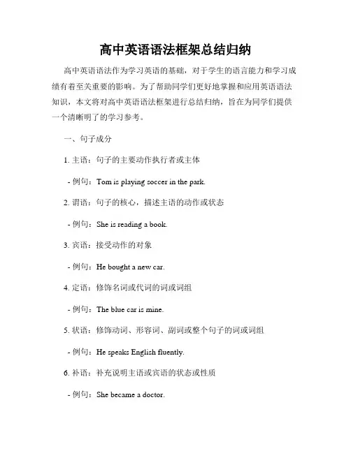 高中英语语法框架总结归纳