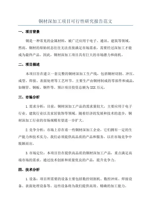 铜材深加工项目可行性研究报告范文