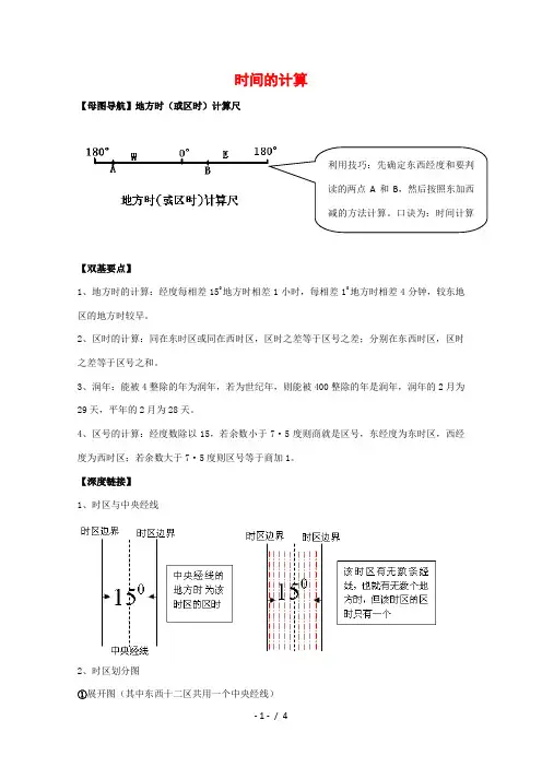 高考地理高频考点六：时间的计算