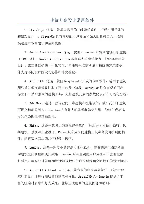 建筑方案设计常用软件