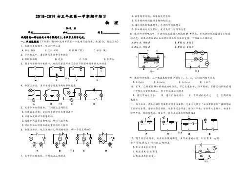 2018-2019初三物理期中考试试题