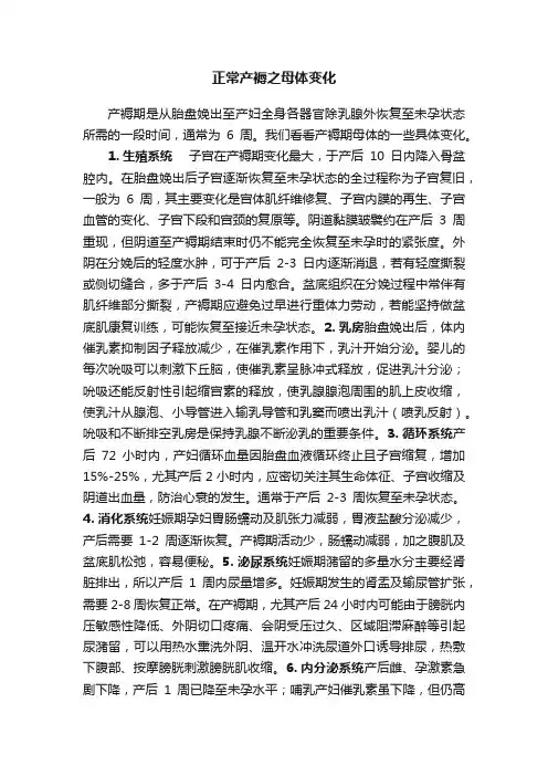正常产褥之母体变化