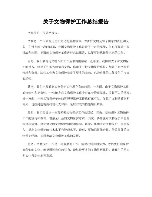 关于文物保护工作总结报告