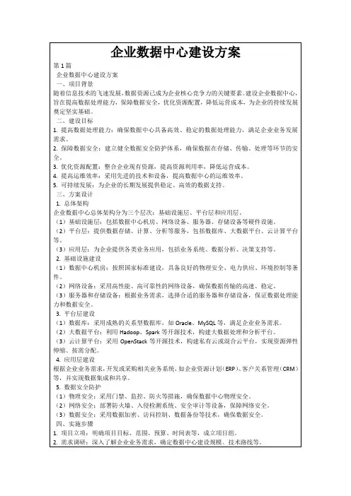 企业数据中心建设方案