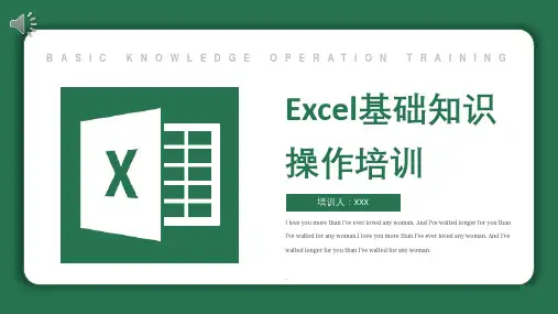 Excel基础操作知识培训课件PPT