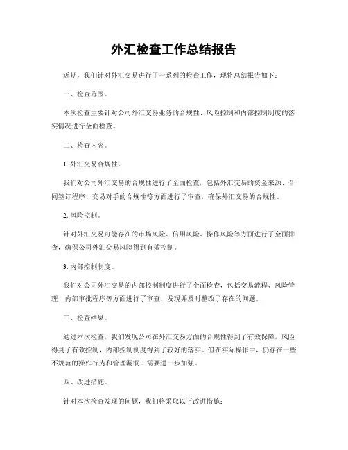 外汇检查工作总结报告
