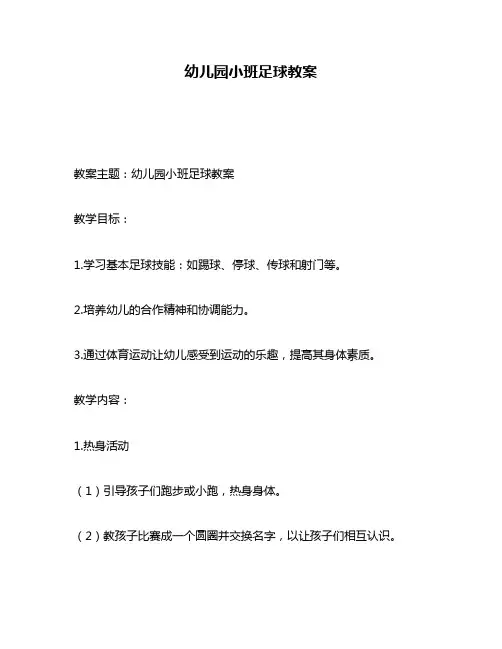 幼儿园小班足球教案