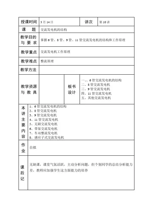 第十讲  交流发电机的结构