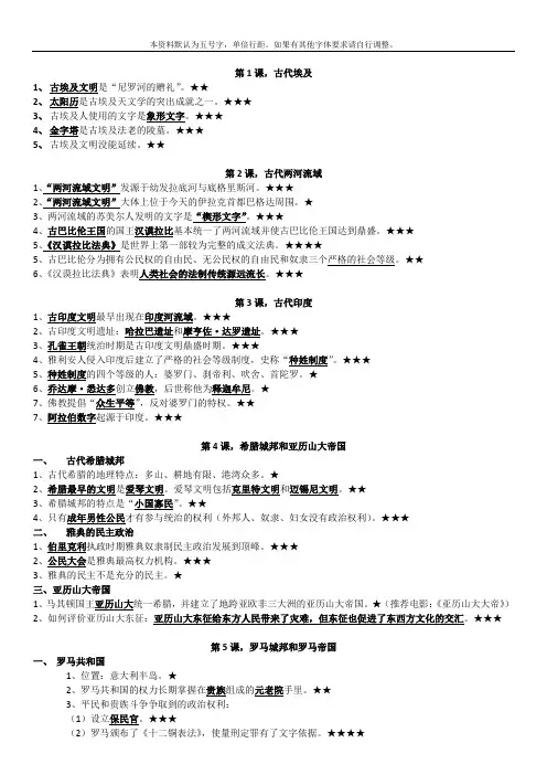 人教版九年级历史上册知识点汇总