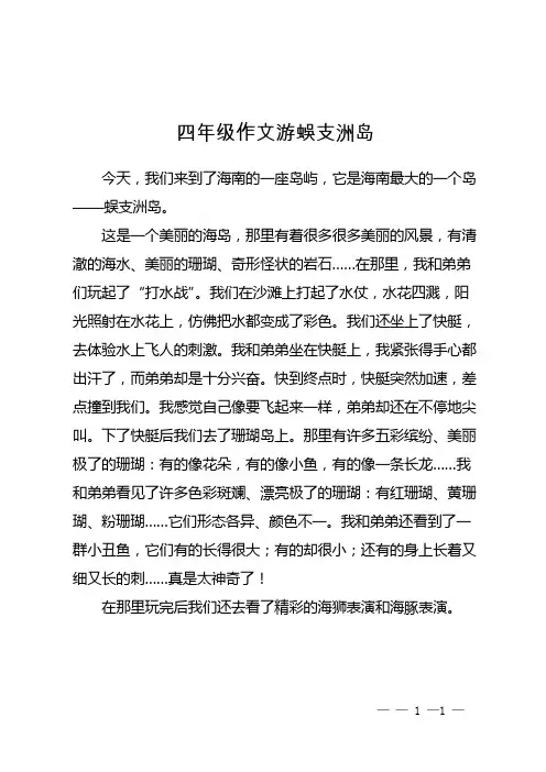 四年级作文游蜈支洲岛